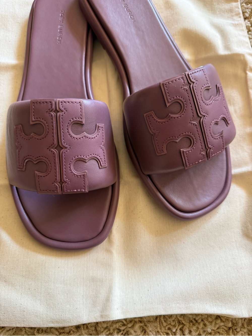 Tory Burch Lilac Logo Slide Sandals - Picture 3 of 6
